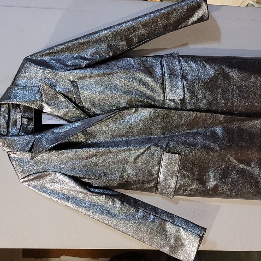 Topshop faux trench sliver metallic size 4
